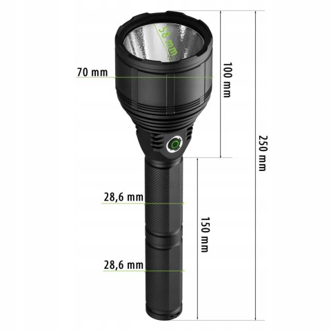 Latarka Led Taktyczna Akumulatorowa Usb-C Ipx7 Xhp90 30W 3000Lm Pro Vayox