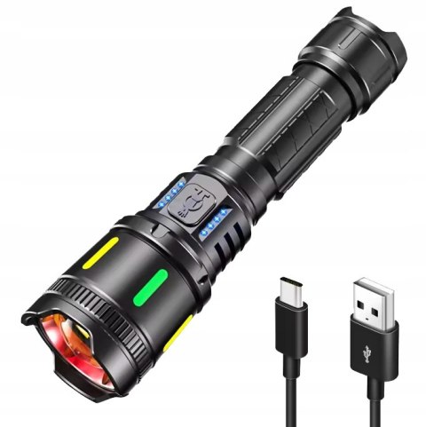 Latarka Led Taktyczna M155 Akumulatorowa Usb-C Wodoodporna Mocna 2700Mah