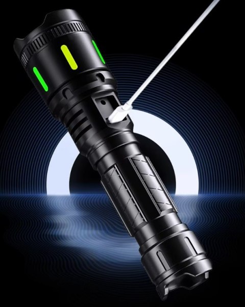 Latarka Led Taktyczna M155 Akumulatorowa Usb-C Wodoodporna Mocna 2700Mah