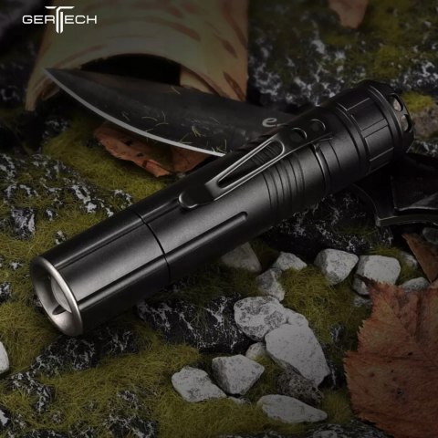 Latarka Led Taktyczna Wojskowa Usb Mocna Gertech Czarna Mocna