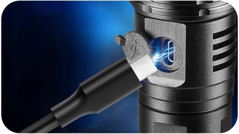 Latarka Led Taktyczna Zoom Akumulatorowa Wojskowa Wodoodporna Usb Mocna