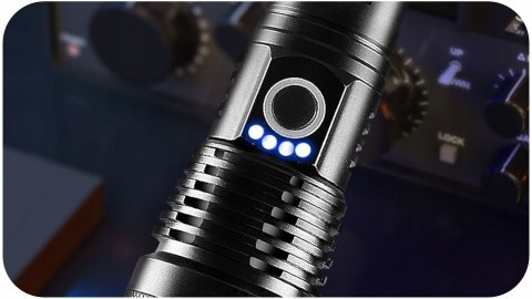 Latarka Led Taktyczna Zoom Akumulatorowa Wojskowa Wodoodporna Usb Mocna