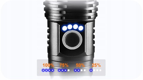 Latarka Led Taktyczna Zoom Akumulatorowa Wojskowa Wodoodporna Usb Mocna