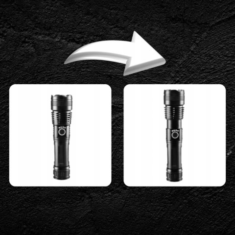 Latarka Led Taktyczna Zoom Akumulatorowa Wojskowa Wodoodporna Usb Mocna