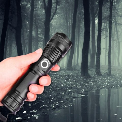 Latarka Led Taktyczna Zoom Akumulatorowa Wojskowa Wodoodporna Usb Mocna
