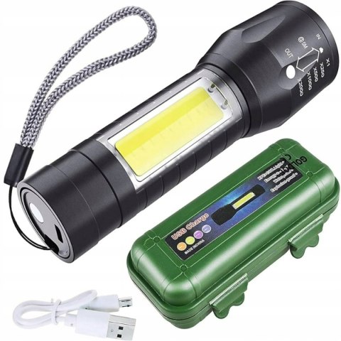 Latarka Mocna Taktyczna Power Led Akumulator Zoom 3 Tryby + Etui Lampka