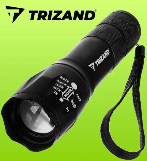 Latarka Taktyczna Led Cree Mocna T6 Zoom Usb Etui Czarna Mocna
