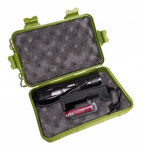 Latarka Taktyczna Led Cree Mocna T6 Zoom Usb Etui Czarna Mocna