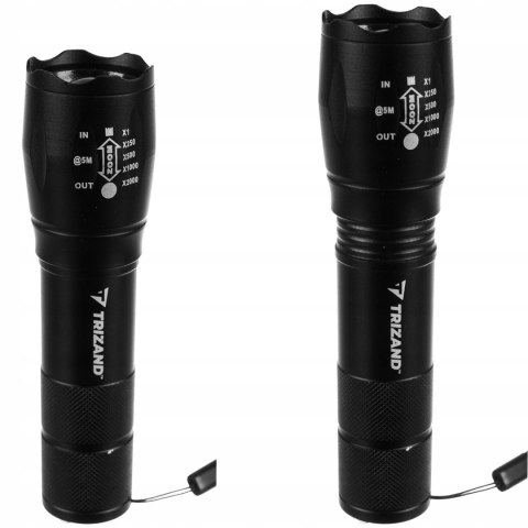 Latarka Taktyczna Led Cree Mocna T6 Zoom Usb Etui Czarna Mocna