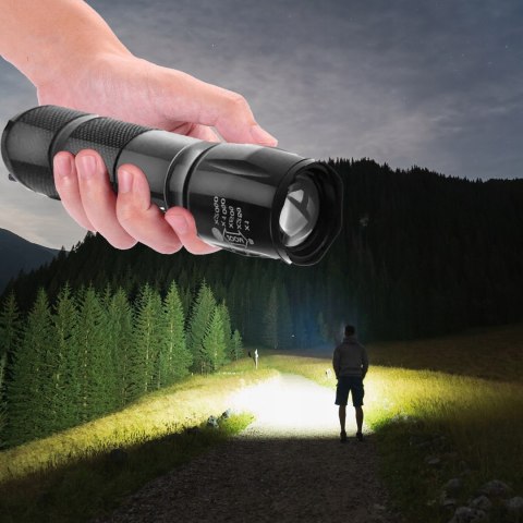Latarka Taktyczna Szperacz Uv 2W1 Survival Led Zoom Wojskowa Zestaw Etui