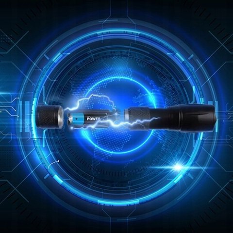 Latarka Taktyczna Szperacz Uv 2W1 Survival Led Zoom Wojskowa Zestaw Etui
