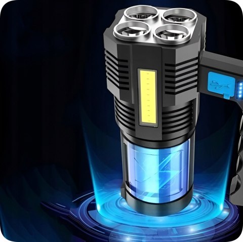 Latarka Taktyczna Wojskowa 2000Lm Z Akumulatorem Wielofunkcyjna Lampa Usb