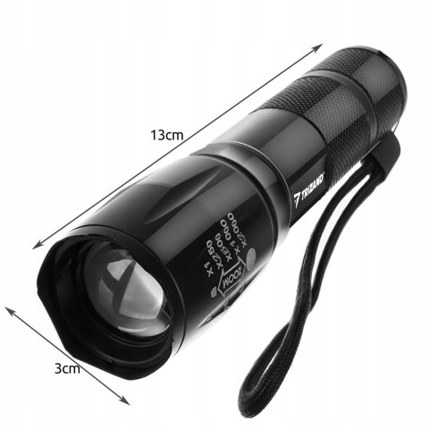 Latarka Taktyczna Wojskowa Mocna Szperacz Cree Xpe Led Zoom Z Uv Aku + Etui