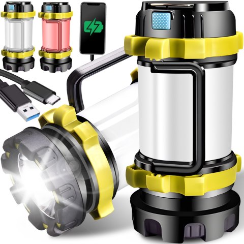 Mocna Latarka Lampa Warsztatowa Wojskowa Akumulatorowa Led Usb Z Uchwytem
