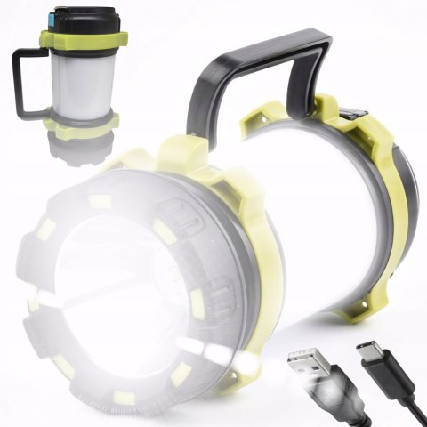 Mocna Latarka Lampa Warsztatowa Wojskowa Akumulatorowa Led Usb Z Uchwytem