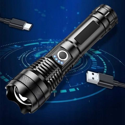 Mocna Latarka Taktyczna Led Xhp90 Zoom Survivalowa Cree Akumulatorowa Usb