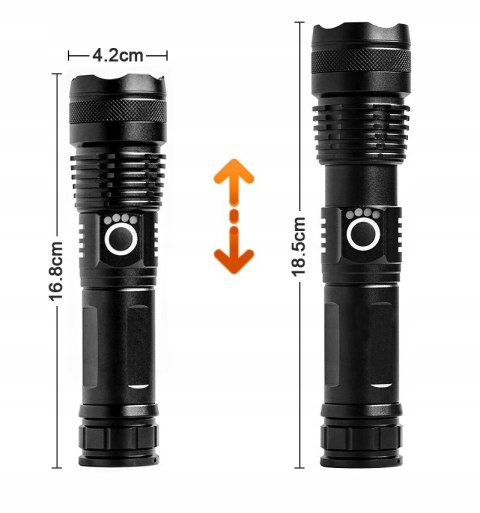 Mocna Latarka Taktyczna Led Xhp90 Zoom Survivalowa Cree Akumulatorowa Usb