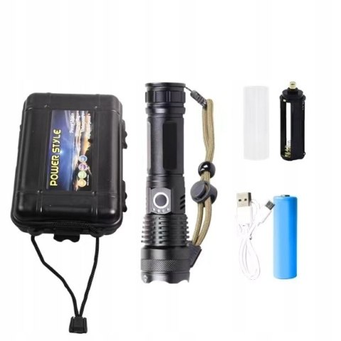 Mocna Latarka Taktyczna Led Xhp90 Zoom Survivalowa Cree Akumulatorowa Usb