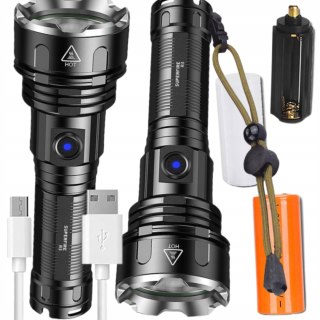 Mocna Latarka Taktyczna Led Xhp90 Zoom Wojskowa Cree Akumulatorowa Szperacz