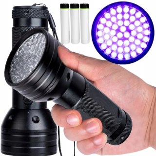 Mocna Latarka Uv Do Szukania Bursztynu 51Led 395Nm Ultrafiolet Zestaw +3Xaa