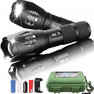Mocna Latarka Wojskowa Led Cree Xml-T6 Zoom Wodoodporna Metalowa Zasięg 1Km