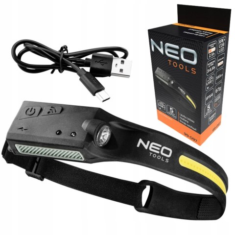 Neo Latarka Czołowa Cob+Xpe Led Belt 2W1 Usb-C Ipx4 350Lm Sensor 99-097
