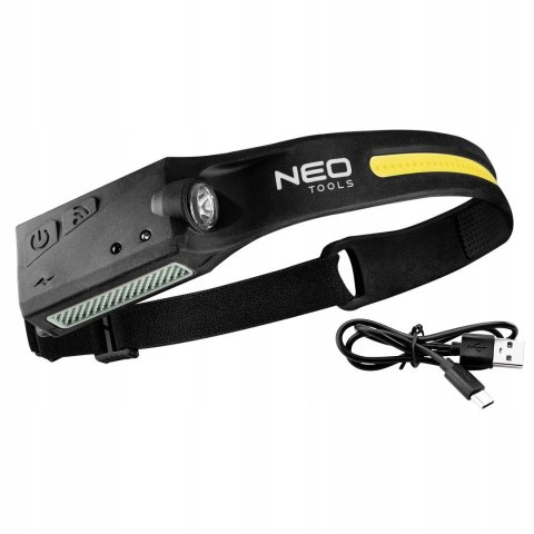 Neo Latarka Czołowa Cob+Xpe Led Belt 2W1 Usb-C Ipx4 350Lm Sensor 99-097