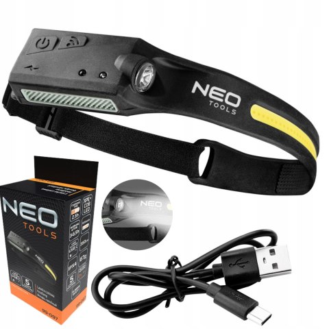 Neo Latarka Czołowa Cob+Xpe Led Belt 2W1 Usb-C Ipx4 350Lm Sensor 99-097