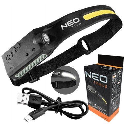 Neo Latarka Czołowa Cob+Xpe Led Belt 2W1 Usb-C Ipx4 350Lm Sensor 99-097