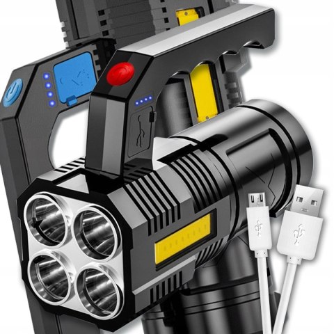 Wielofunkcyjna Latarka Akumulatorowa Led Szperacz Ładowana Na Usb