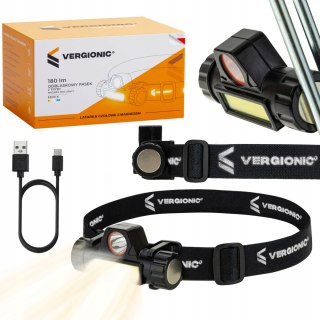 Czołówka Led 280Lm 2W1 Z Ładowaniem Usb I Odblaskową Opaską Czarna
