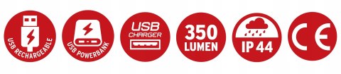 Lampa Led Akumulatorowa Turystyczna Kemping 6W 350Lm Ip44 Powerbank
