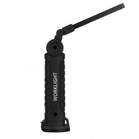 Latarka Akumulatorowa Led Lampa Warsztatowa Hak Magnes Czarna