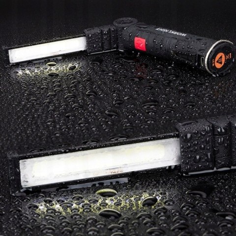 Latarka Akumulatorowa Led Lampa Warsztatowa Hak Magnes Czarna