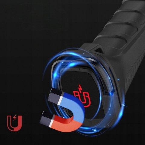 Latarka Akumulatorowa Led Lampa Warsztatowa Hak Magnes Czarna