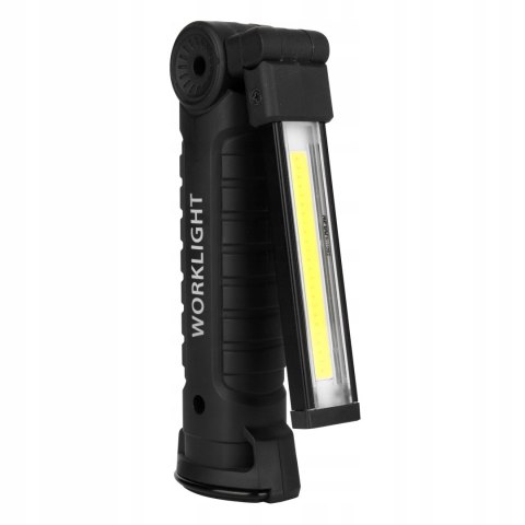 Latarka Akumulatorowa Led Lampa Warsztatowa Hak Magnes Czarna