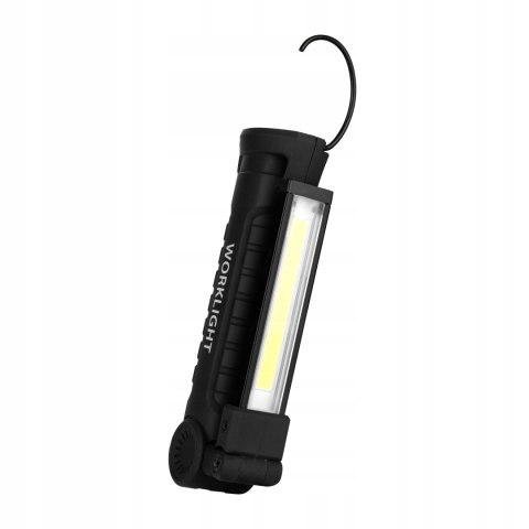 Latarka Akumulatorowa Led Lampa Warsztatowa Hak Magnes Czarna