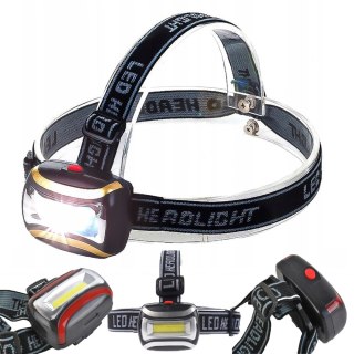 Latarka Czołowa Cob 3W Czołówka Lampka Led Ledowa Czarna Mocna