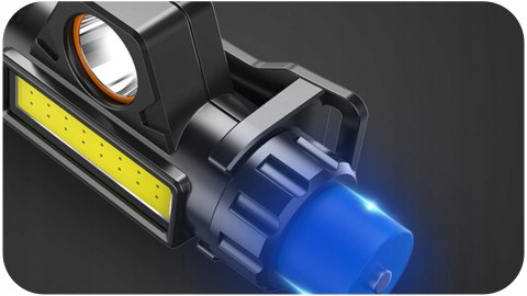 Latarka Czołowa Cob 4W1 Lampka Czołówka Z Magnesem Czarna Led