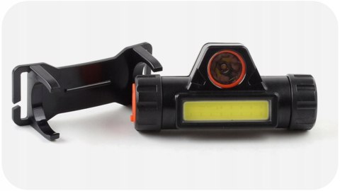 Latarka Czołowa Cob 4W1 Lampka Czołówka Z Magnesem Czarna Led