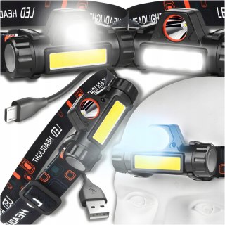 Latarka Czołowa Cob 4W1 Lampka Czołówka Z Magnesem Nagłowę Mocna