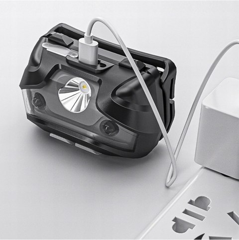 Latarka Czołowa Czołówka Aku Lampa Led 5 Trybów + Kabel Usb Na Głowę