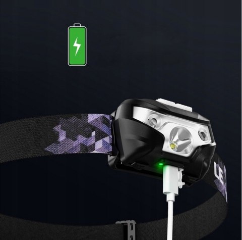 Latarka Czołowa Czołówka Aku Lampa Led 5 Trybów + Kabel Usb Na Głowę