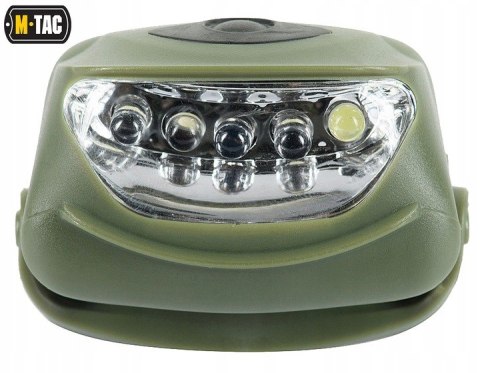 Latarka Czołowa Czołówka Na Głowę M-Tac 4+1 Led White Red Olive 18 Lumenów