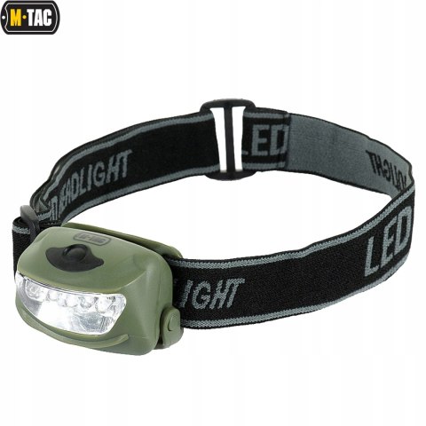 Latarka Czołowa Czołówka Na Głowę M-Tac 4+1 Led White Red Olive 18 Lumenów