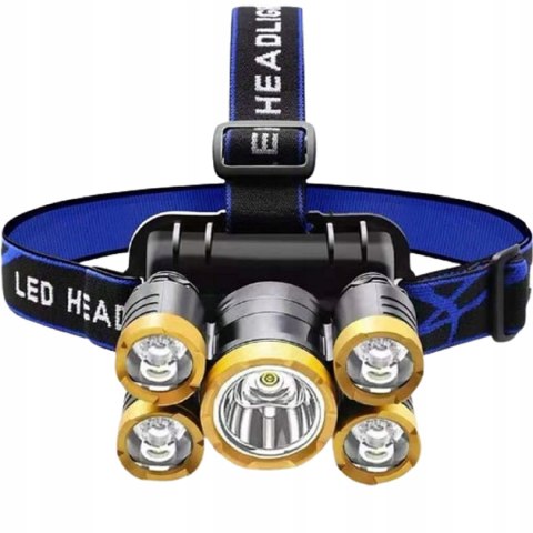 Latarka Czołowa Mocna Turystyczna Dla Mechanika Czołówka 5 X Led Kabel Usb
