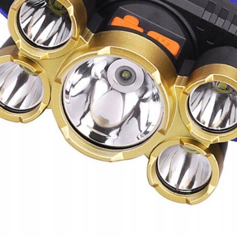 Latarka Czołowa Mocna Turystyczna Dla Mechanika Czołówka 5 X Led Kabel Usb