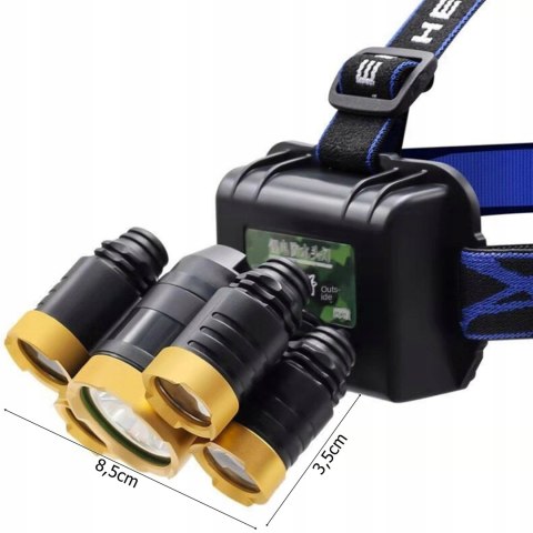 Latarka Czołowa Mocna Turystyczna Dla Mechanika Czołówka 5 X Led Kabel Usb