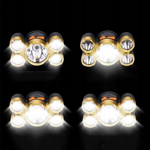 Latarka Czołowa Mocna Turystyczna Dla Mechanika Czołówka 5 X Led Kabel Usb