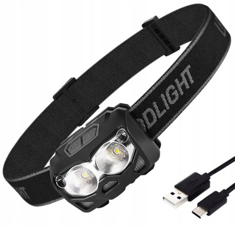 Latarka Lampka Czołowa Led Cob Czołówka Warsztatowa Usb Wodoodporna Zd111